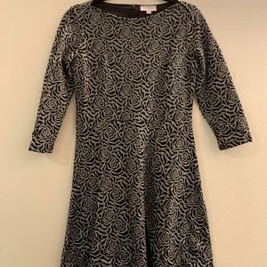 Fit-And-Flare Dress with Rose Pattern